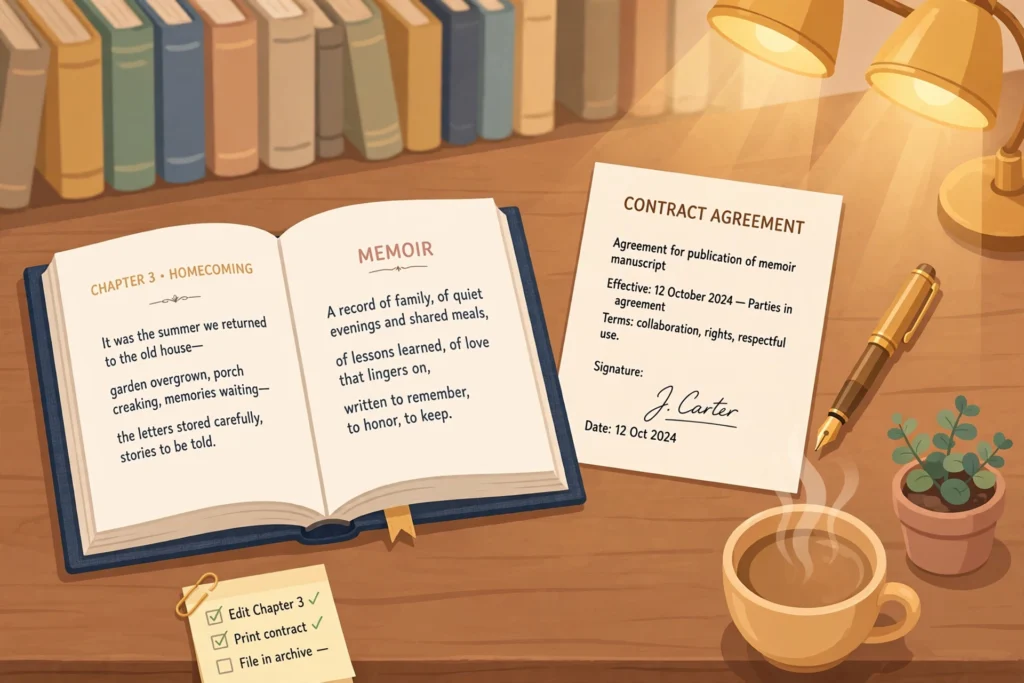 Big Bang Theory pay cut — original memoir book and contract illustration