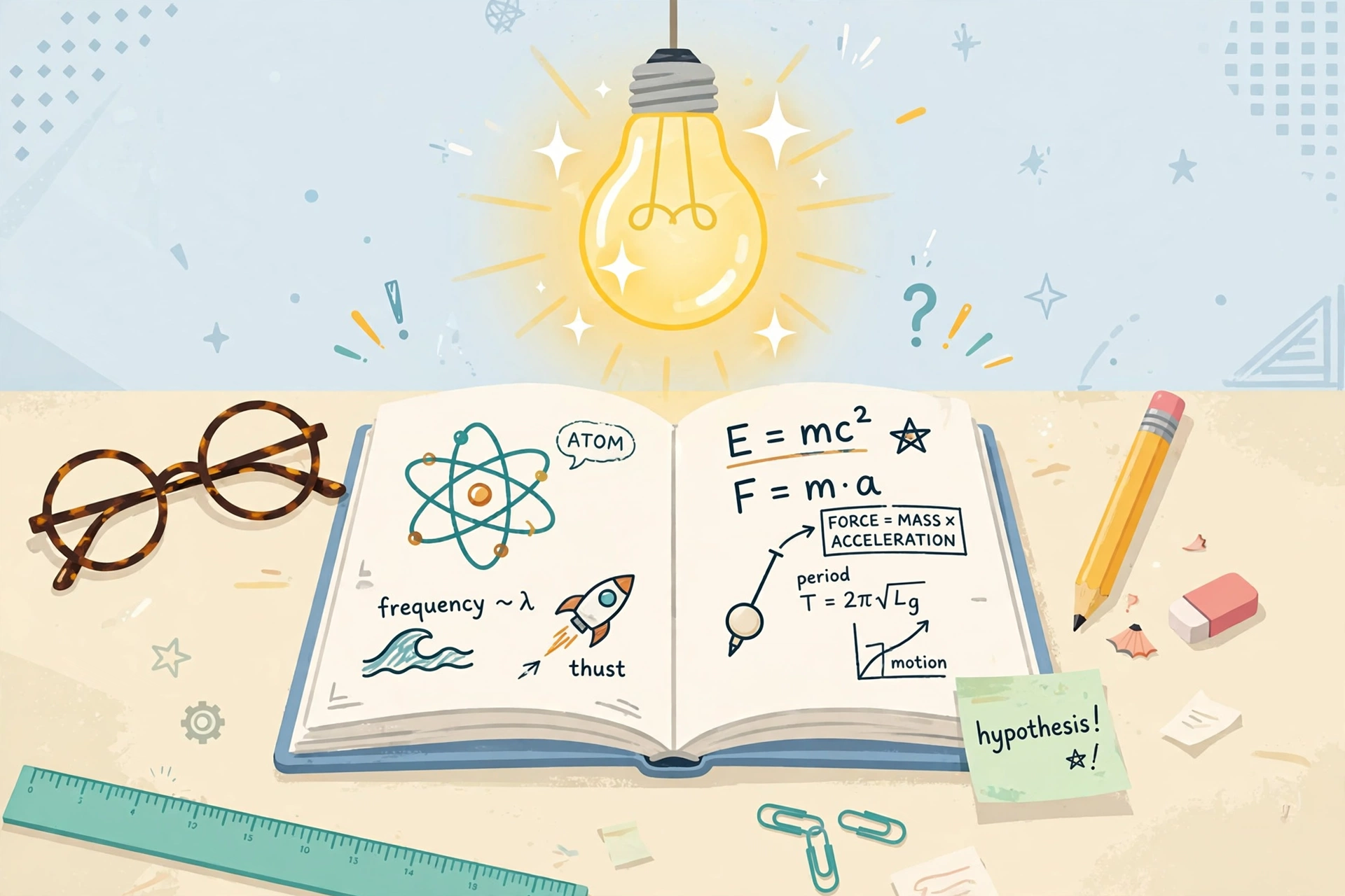 Sheldon Cooper captions - original lightbulb idea illustration with notebook