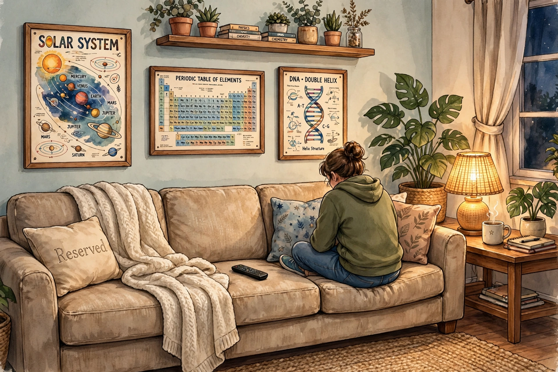 Sheldon Cooper captions - original couch spot illustration, person fully clothed from behind
